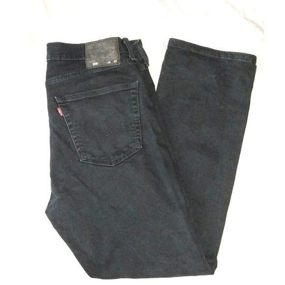Levi's Other - Levi's 505 Regular Straight Leg Dark Wash Blue Denim Jeans 36x32